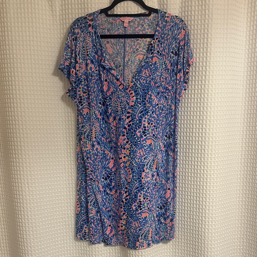 Lilly Pulitzer Blue and Pink Patterned Dress
